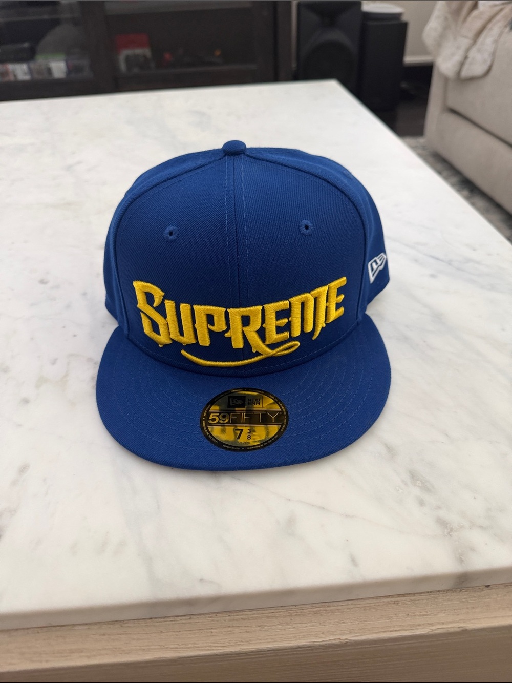 Supreme Royal Blue Hat with Yellow Embroidered Logo